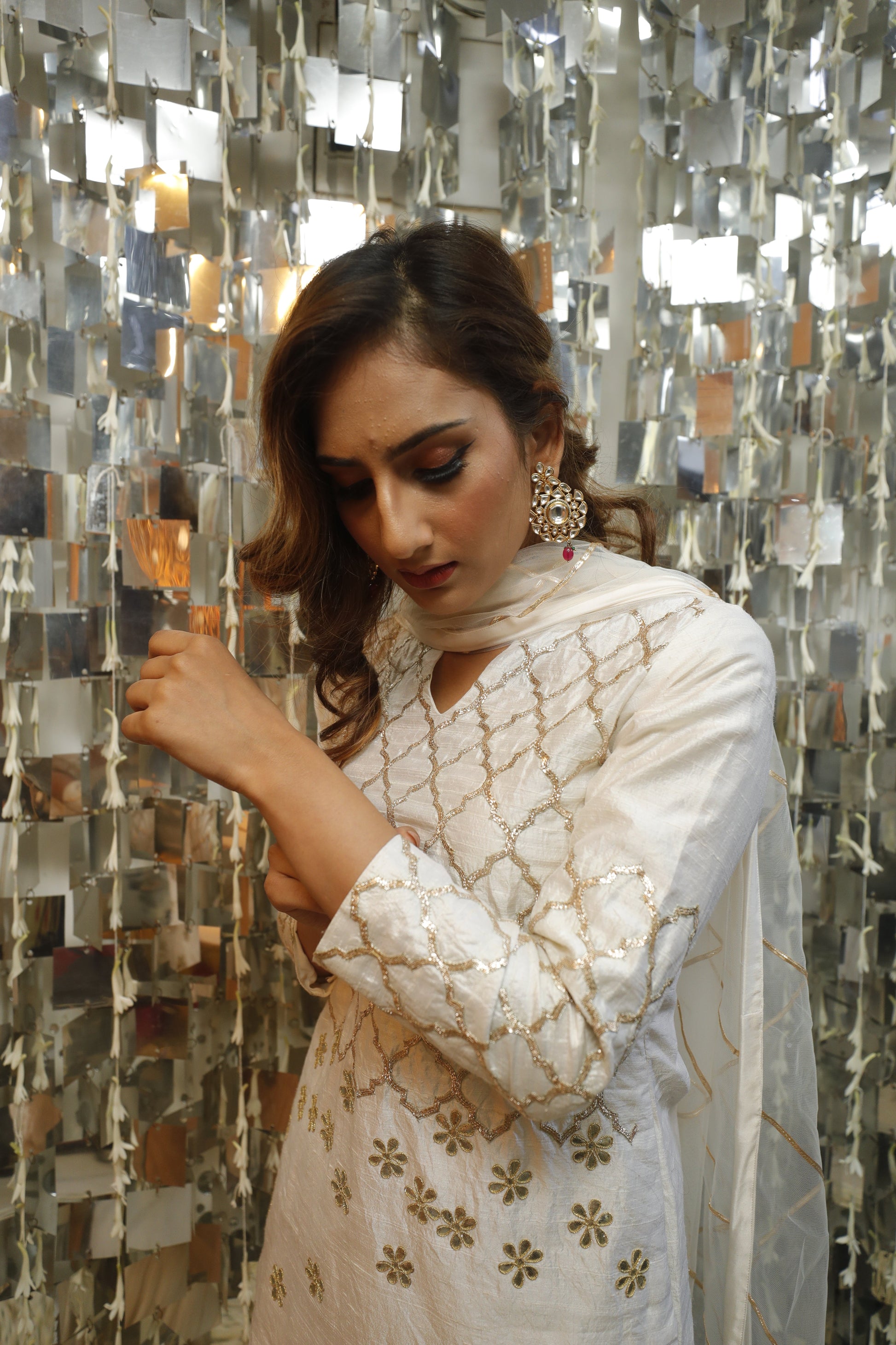 Sharara Set for Women – Ivory Gota Patti Kurta with Sharara and Dupatta