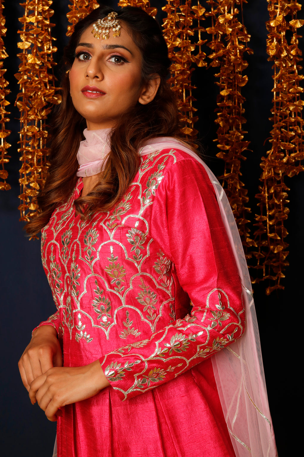 Ethnic Wear for Women – Hot Pink Kurta with Gota Patti and Dhoti Set