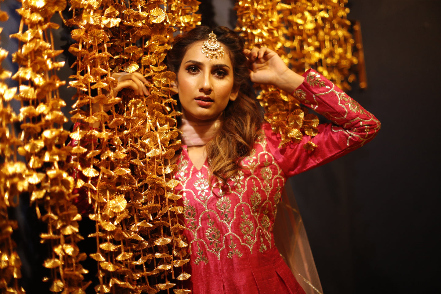 Ethnic Wear for Women – Hot Pink Kurta with Gota Patti and Dhoti Set