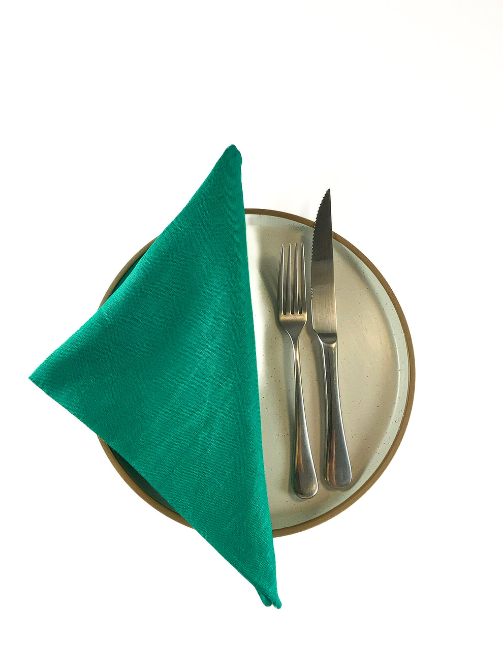 Ensemble de serviettes en lin vert forêt