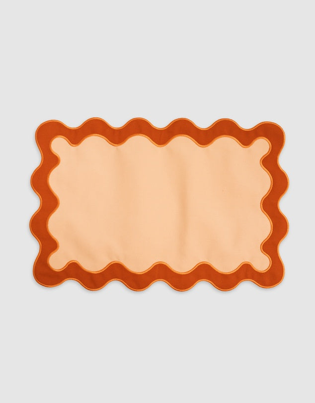 Ensemble de sets de table en lin avec bords festonnés brodés