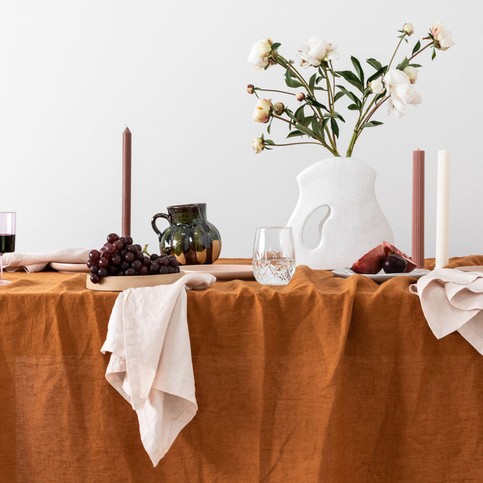 Ensemble de serviettes en lin brun camel
