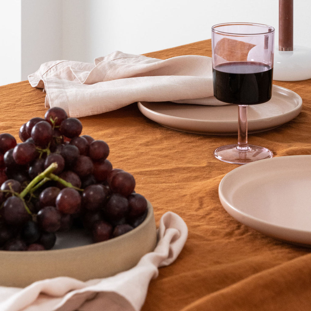 Ensemble de serviettes en lin brun camel