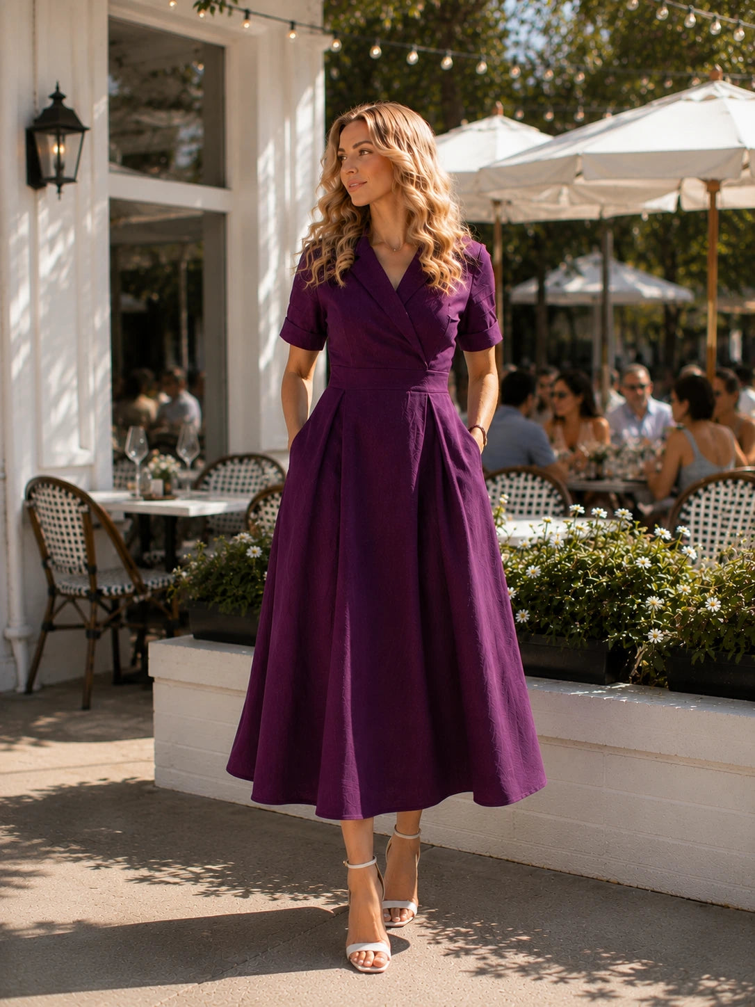 Orvieto Linen Wrap Midi Dress
