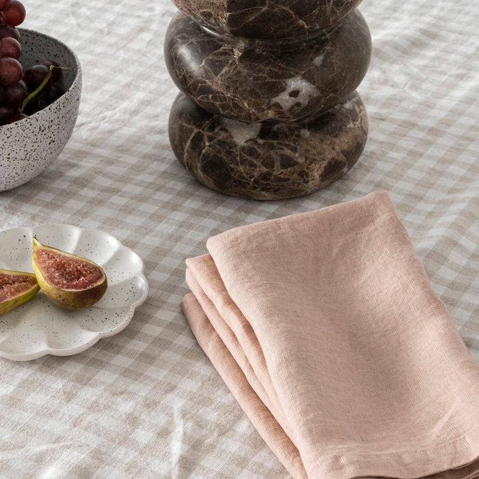 Ensemble de serviettes en lin couleur pêche poudrée
