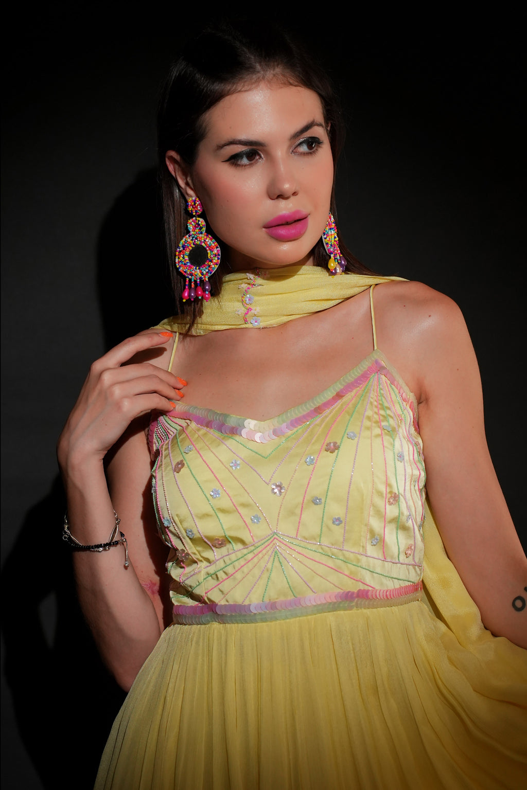 Lemon Yellow Gharara Set