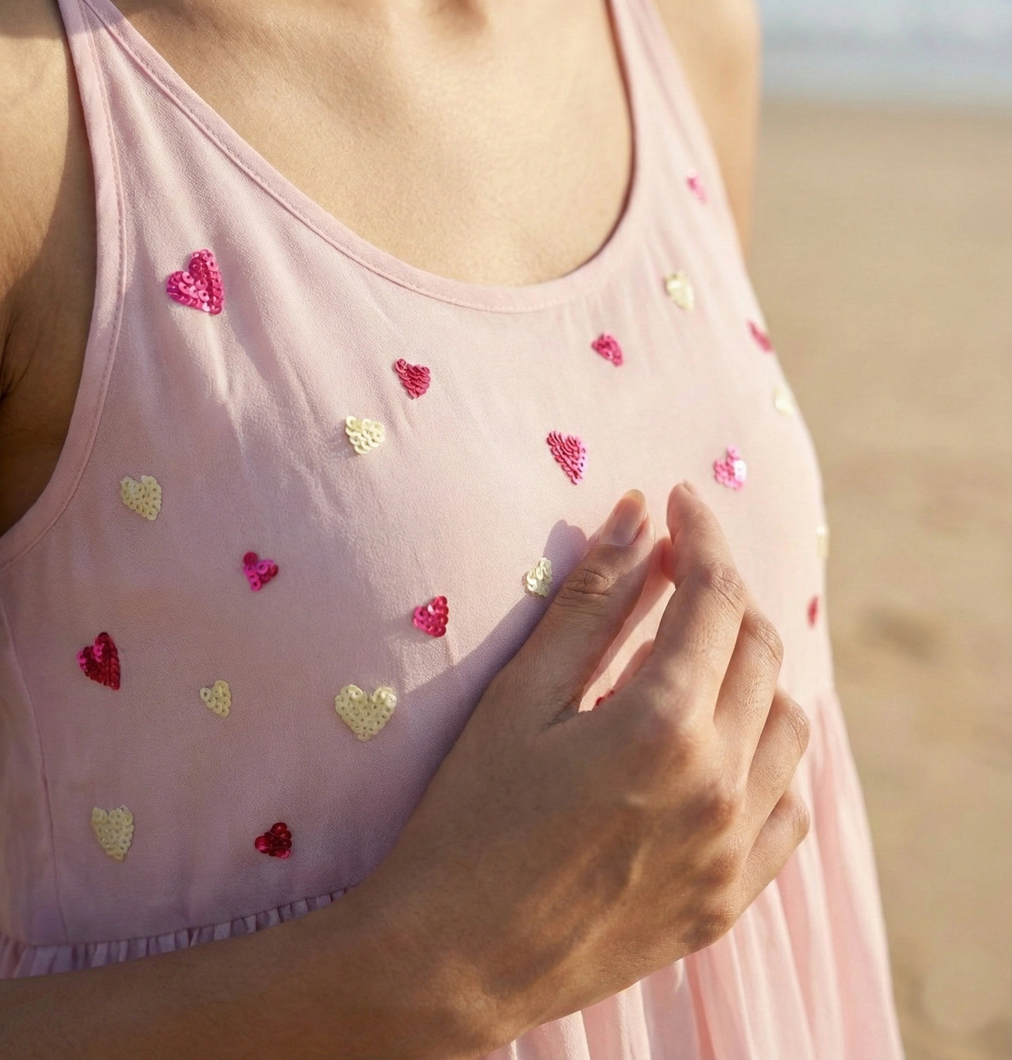 Lavender Satin Sequin Embroidered Top