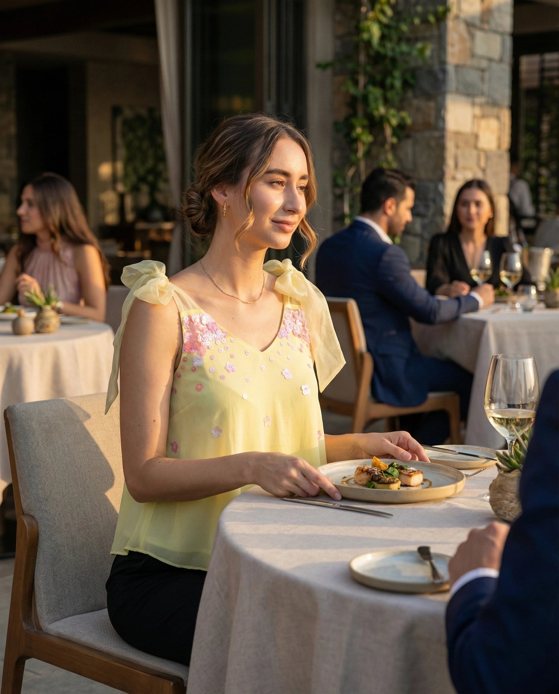 Embroidered Top | Georgette Top | Embroidered Top | Organza Tie-up Top