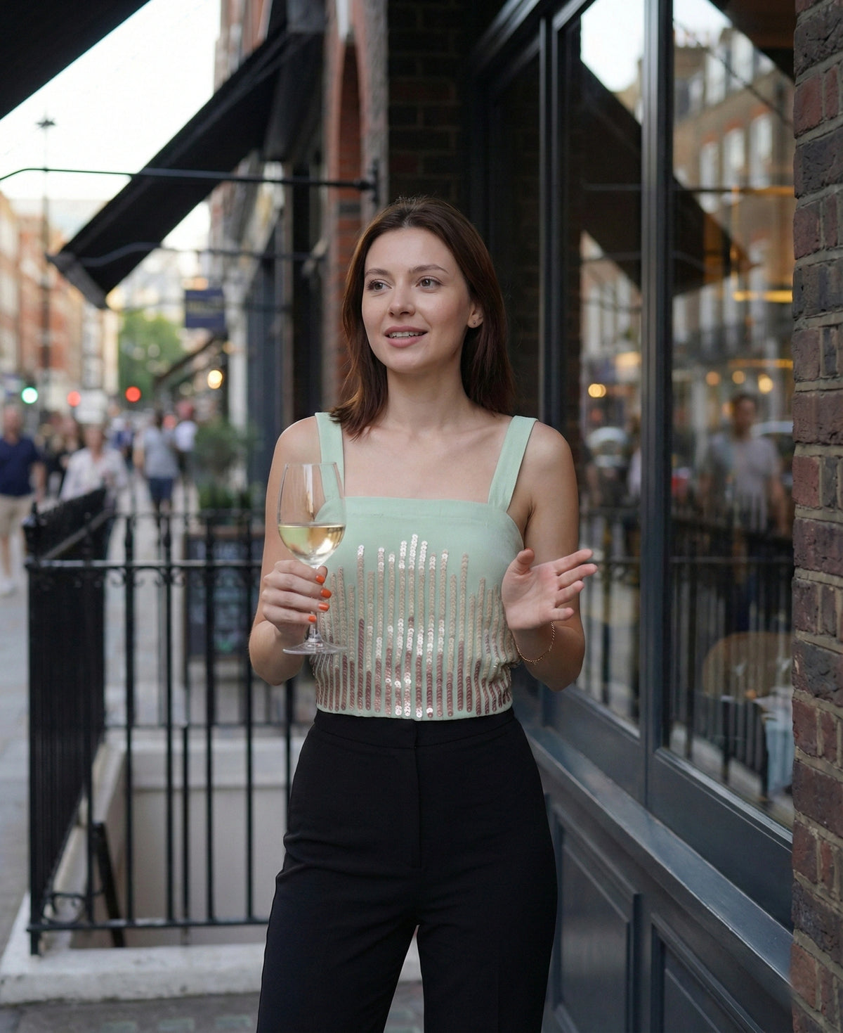 Crop Top with Hand Embroidered Gradient Sequins