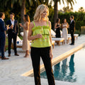 Embroidered Sleeveless Ruffle Top
