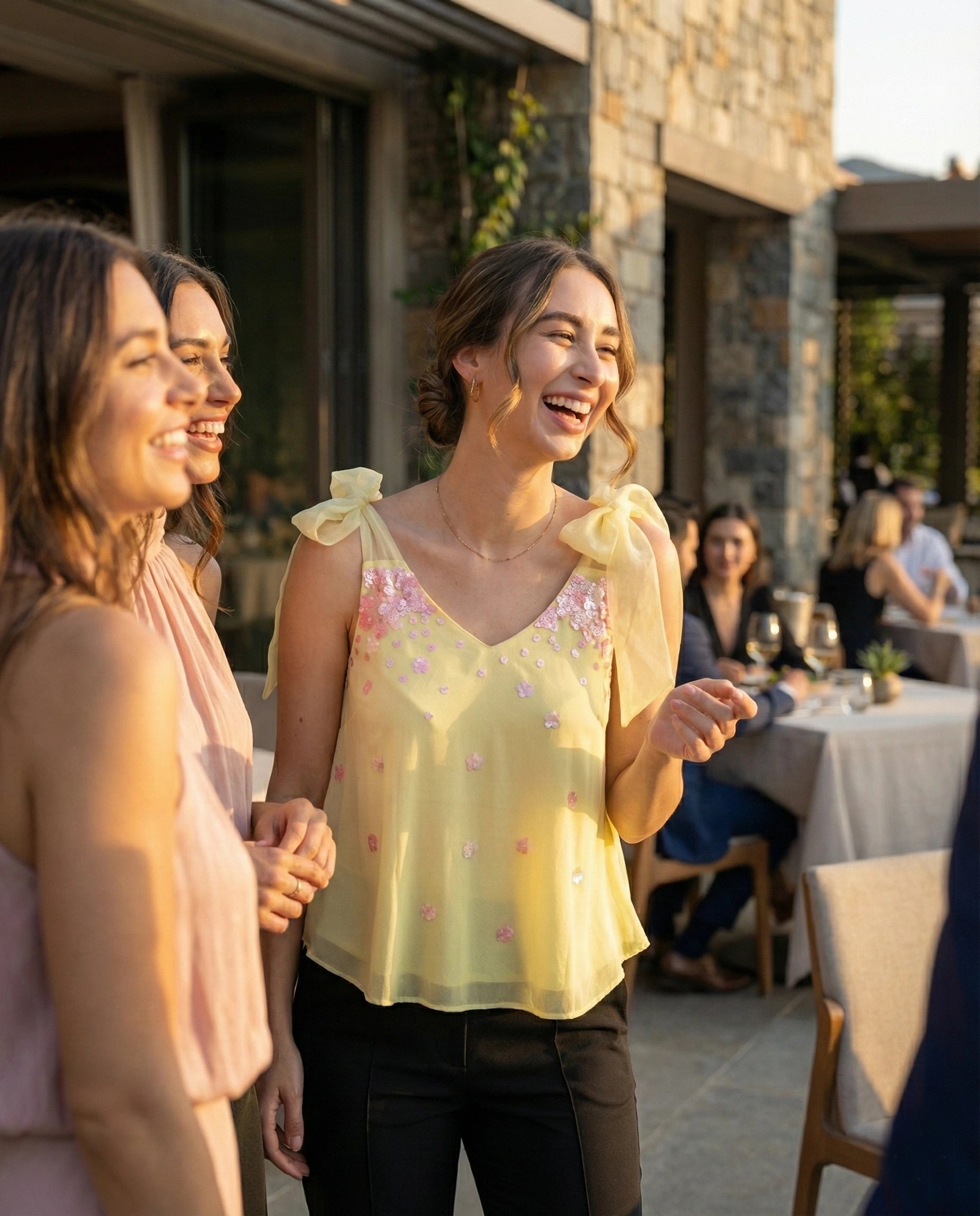 Embroidered Top | Georgette Top | Embroidered Top | Organza Tie-up Top