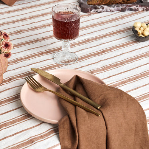 100% Linen Napkin Set Hazlenut