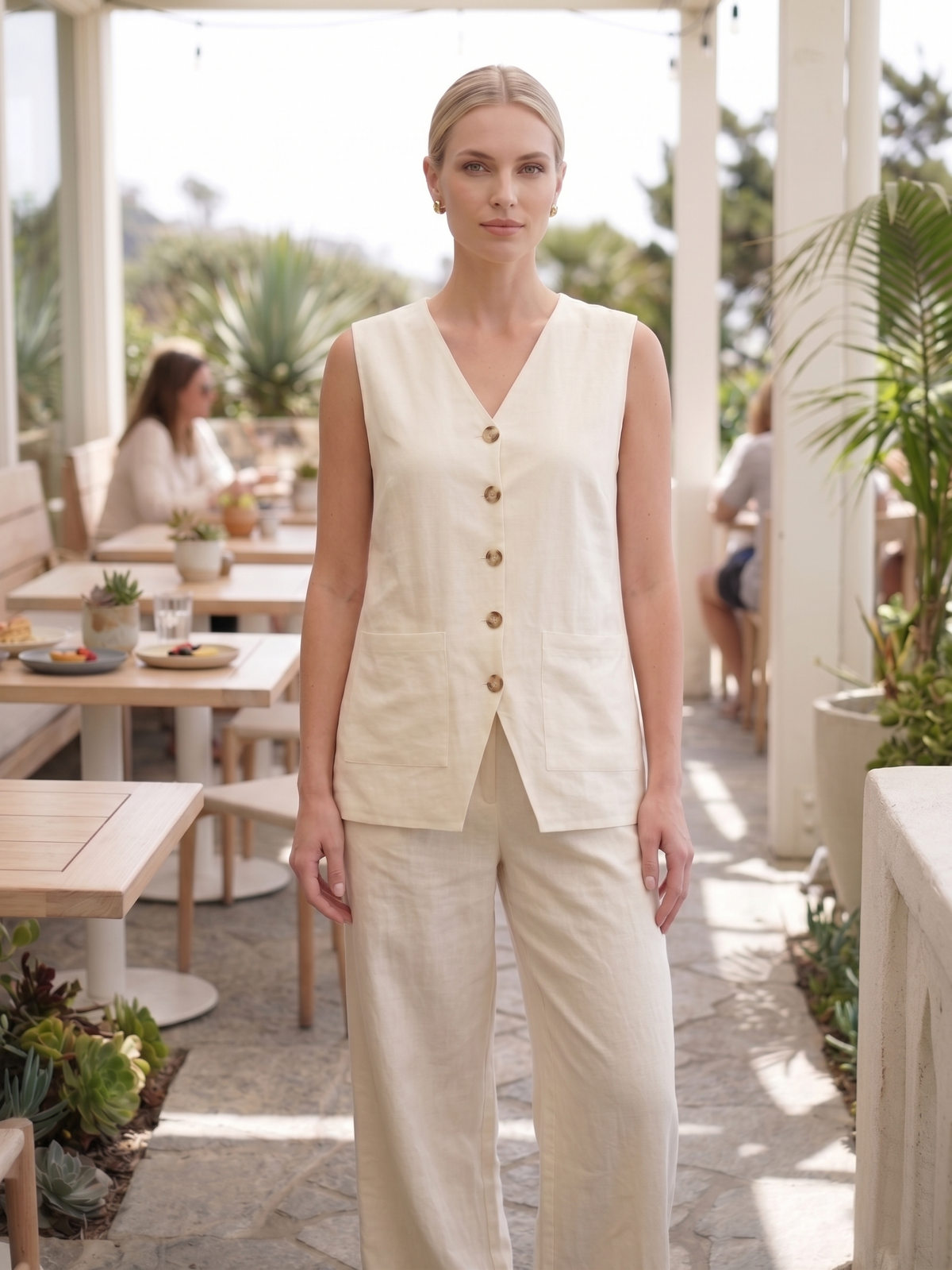 Gilet di lino bianco