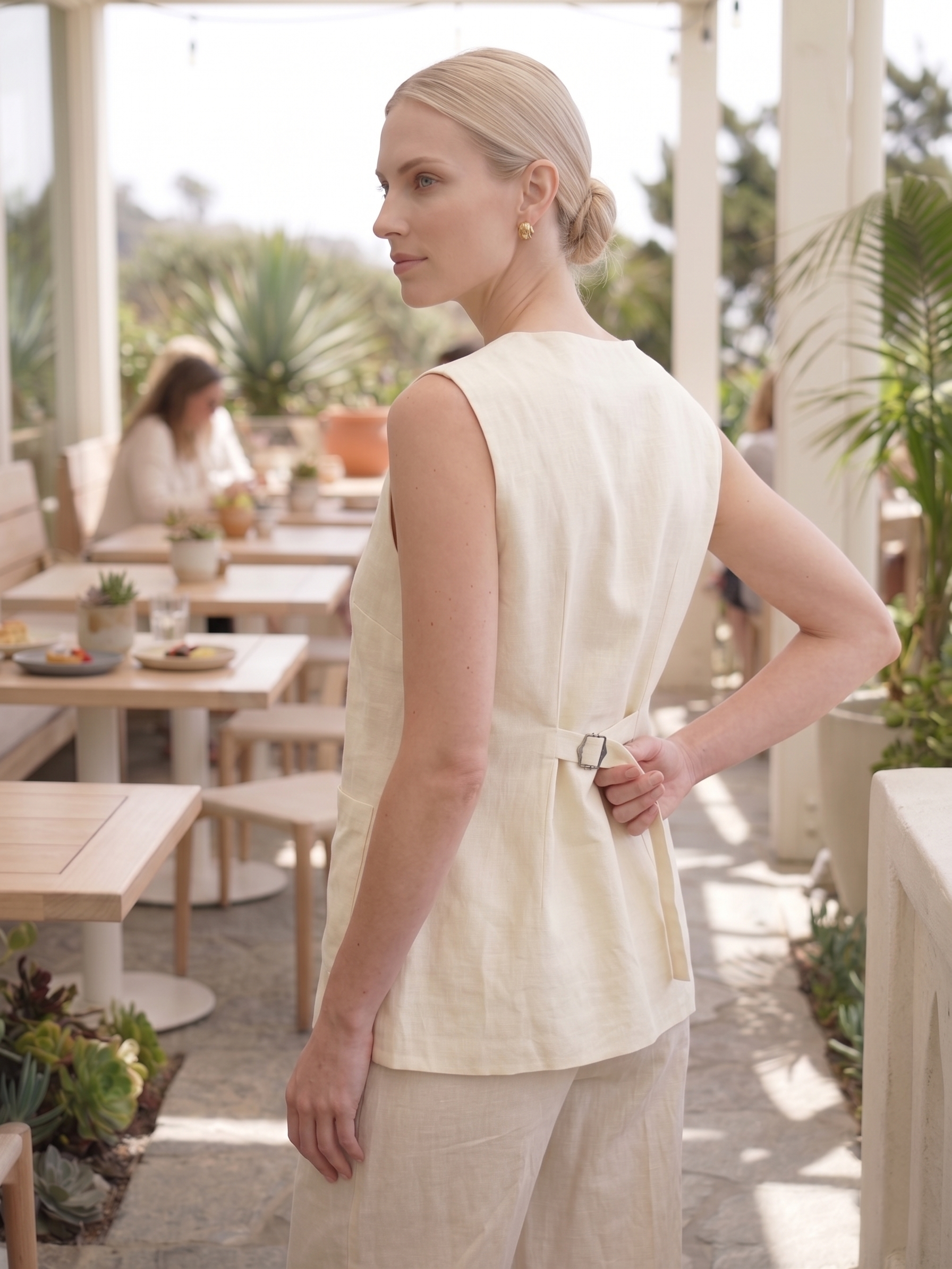 Ivory Linen Vest