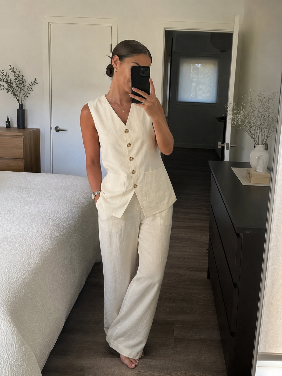 Gilet di lino bianco