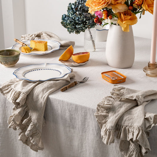 100% Linen Napkin Set Ruffles
