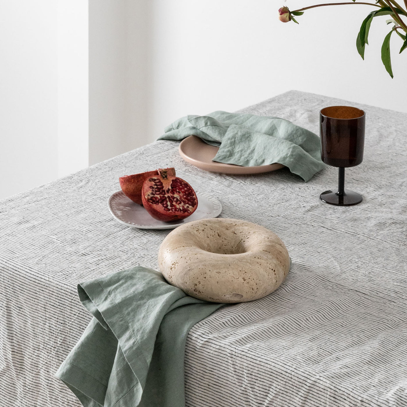 Ensemble de serviettes en lin couleur sauge