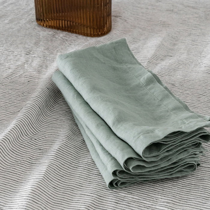 Ensemble de serviettes en lin couleur sauge
