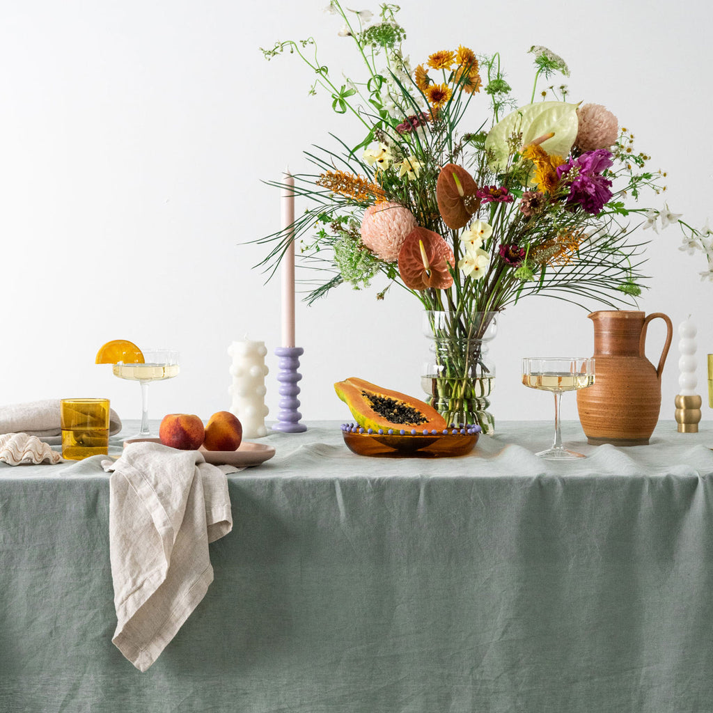 Nappe en lin vert menthe poudré