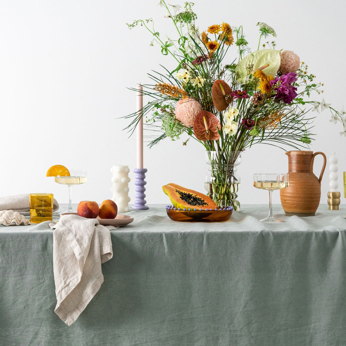 Dusty Mint Linen Table Cloth