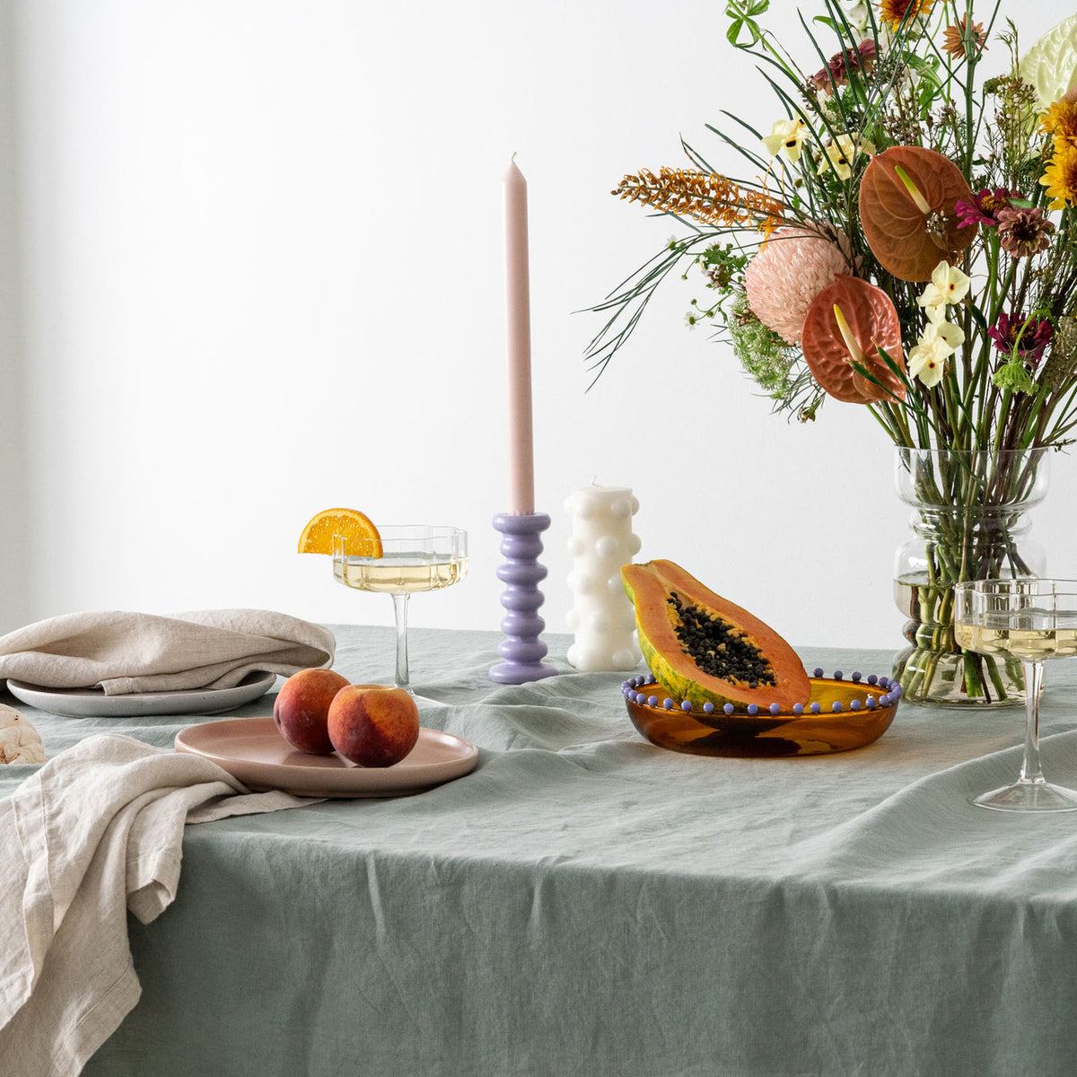 Dusty Mint Linen Table Cloth