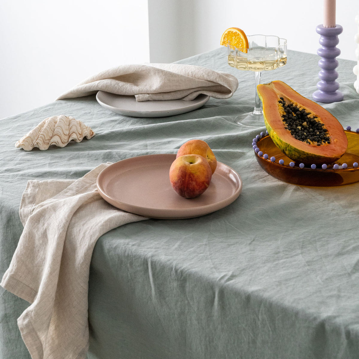 Dusty Mint Linen Table Cloth