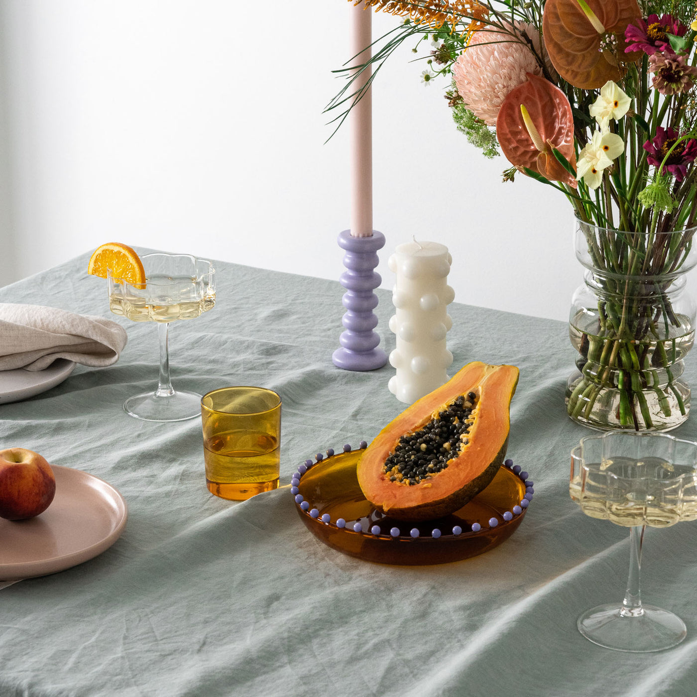 Nappe en lin vert menthe poudré