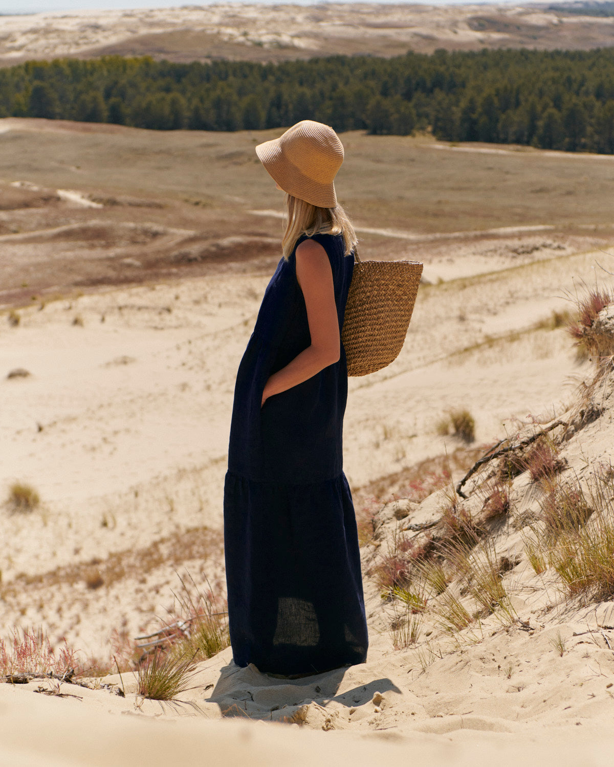 Cassis Linen Tiered Maxi Dress
