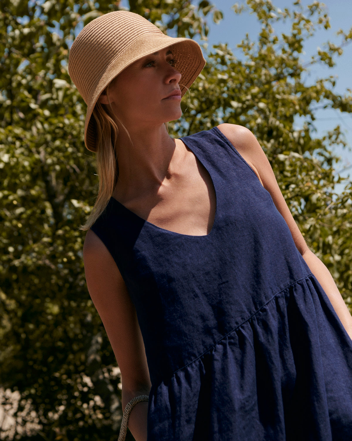 Cassis Linen Tiered Maxi Dress