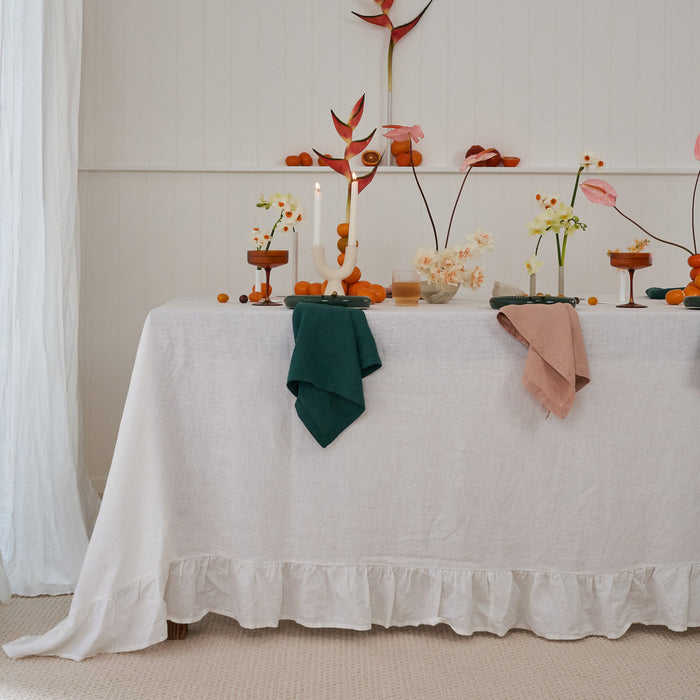 Ensemble de serviettes en lin pêche et vert lifestyle