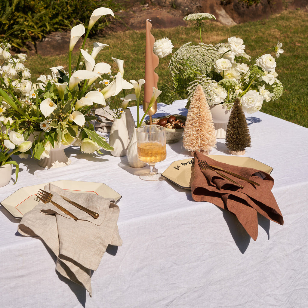 Set di tovaglioli in lino 100% beige