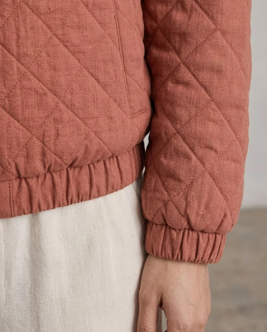 Canyon Linen Quilted Bomber Jacket