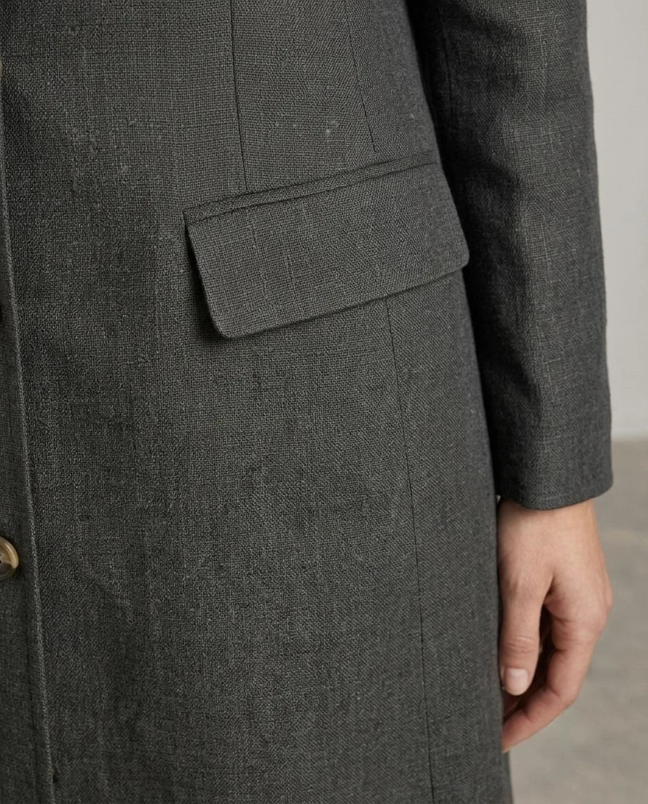 Greywood Linen Single-Breasted Coat