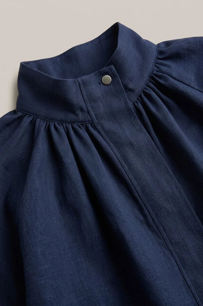 Northfell Linen Gathered Bomber Jacket
