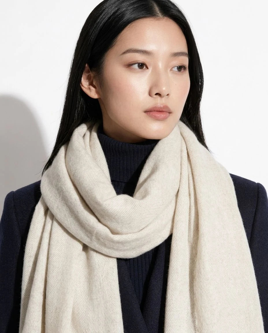 Ivory Pashmina Cashmere Shawl
