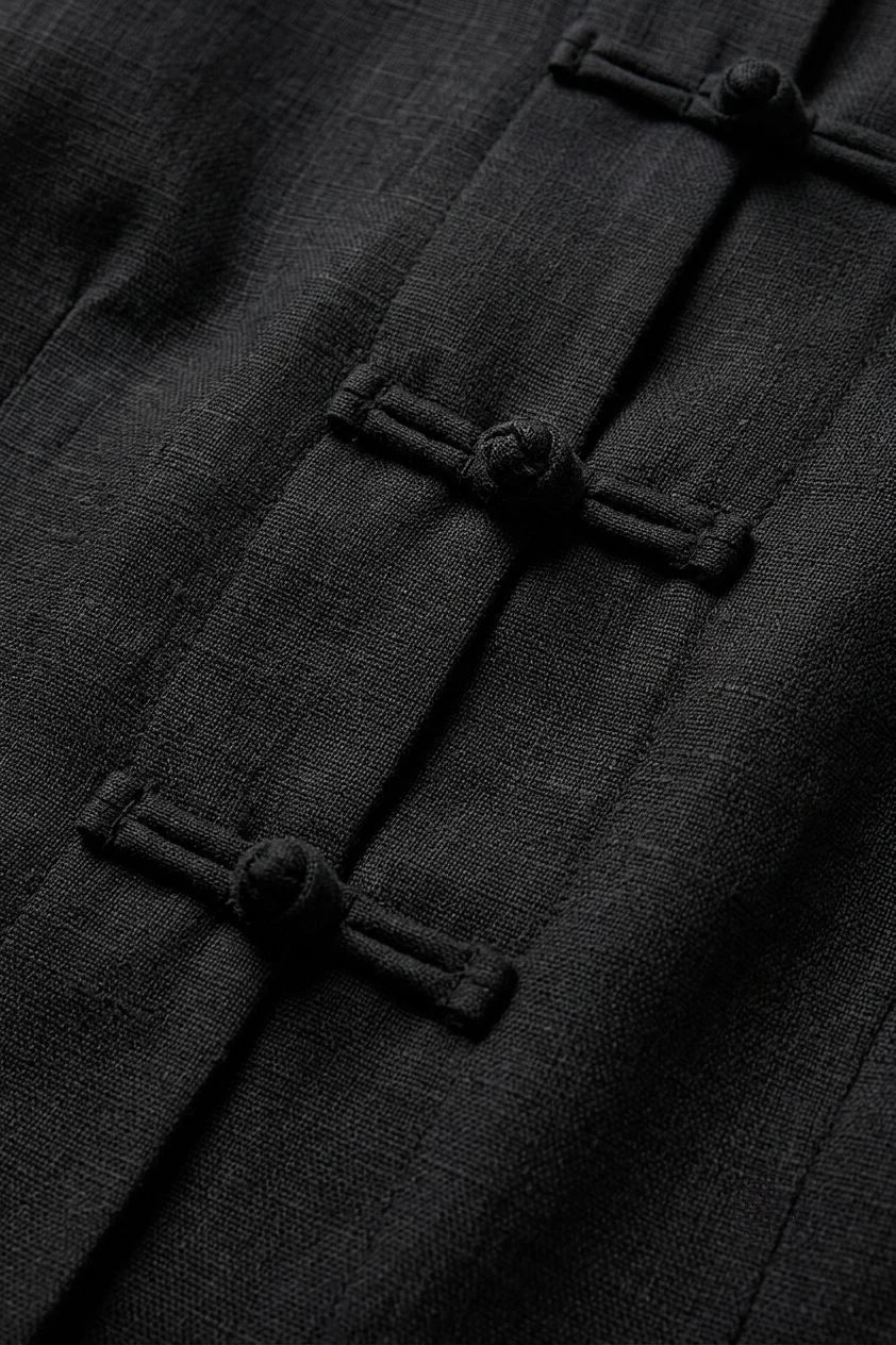Ravenwood Linen Mandarin-Collar Jacket