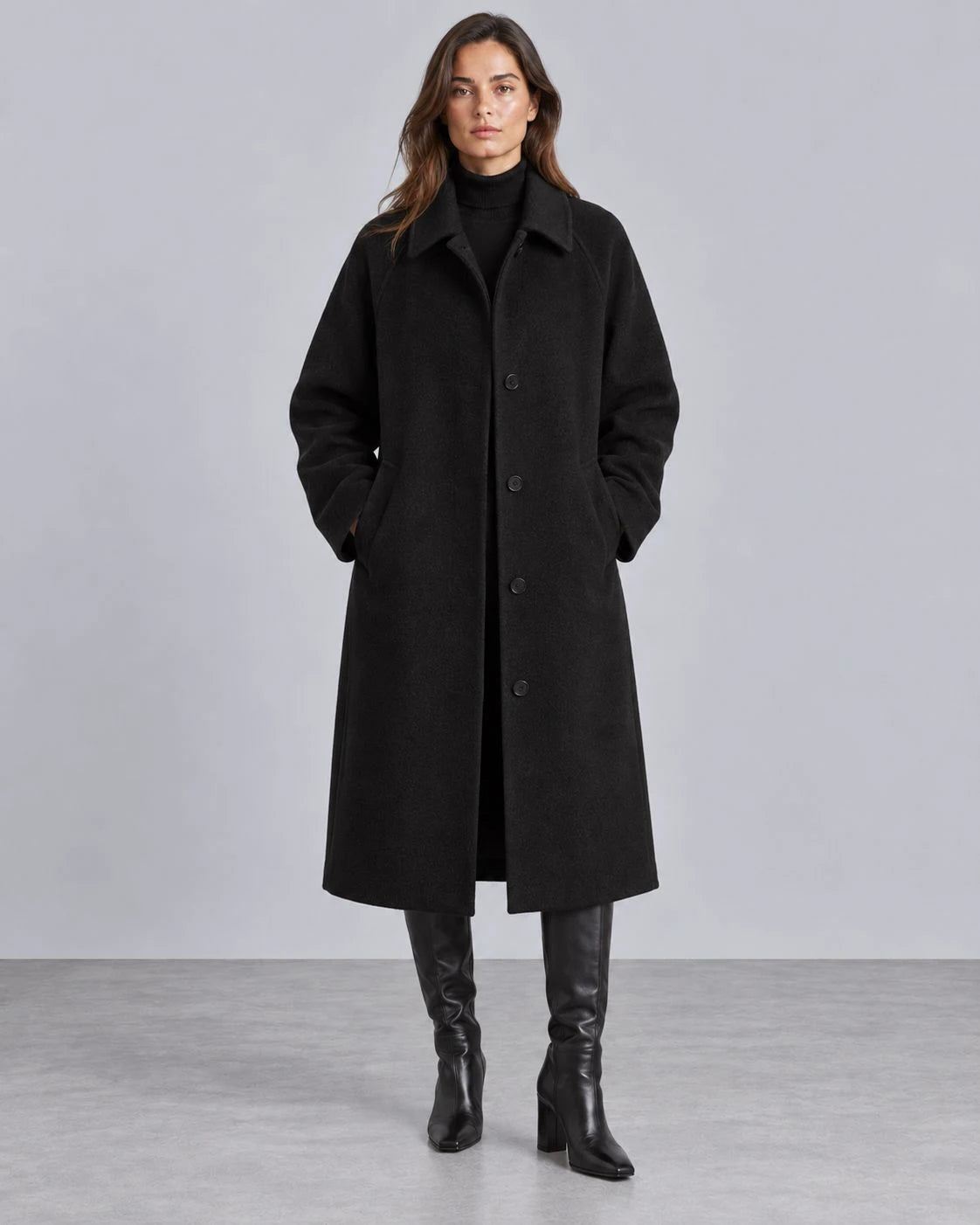 Silverpine Wool Relaxed-Raglan Coat