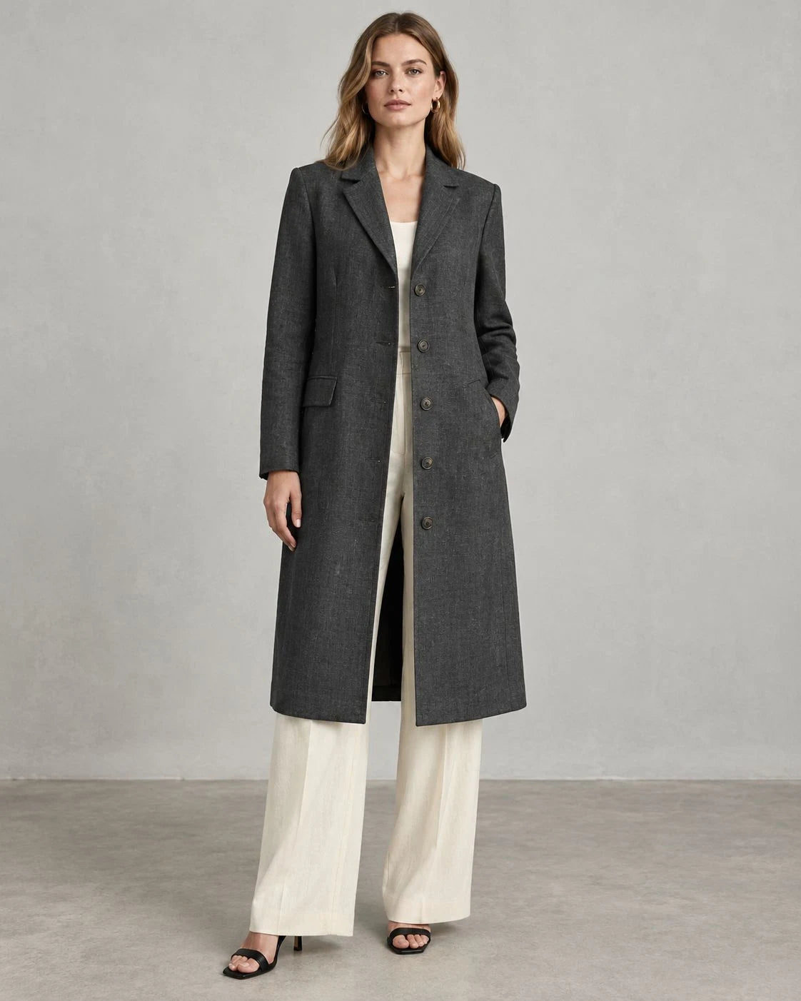 Greywood Linen Single-Breasted Coat