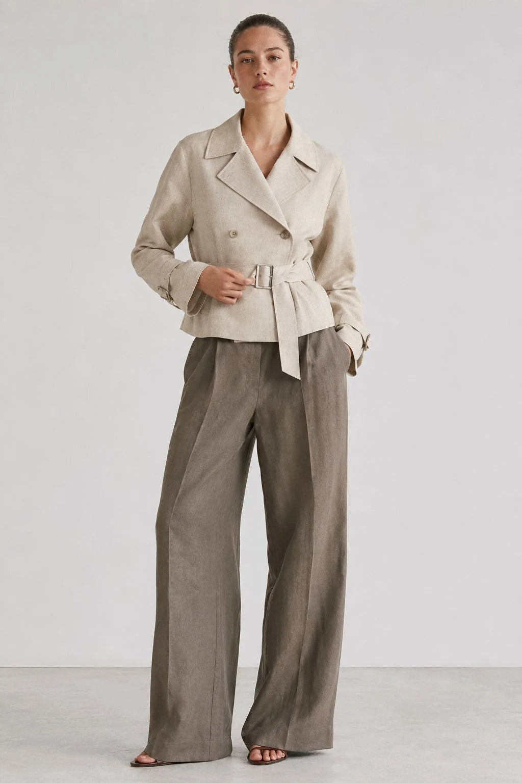 Stonebrook Linen Belted Double-Breasted Jacket