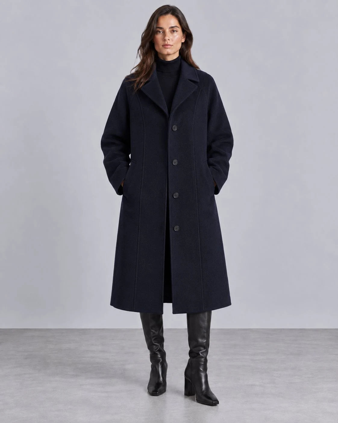 Foxglen Wool Longline Single-Breasted Coat