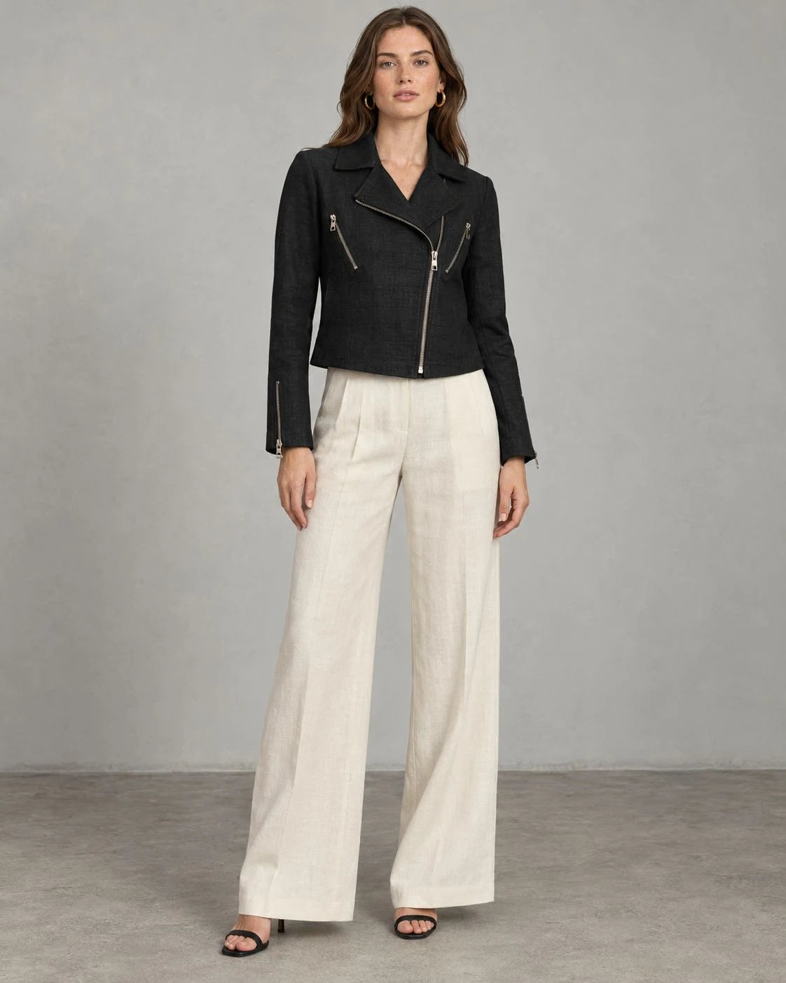 Duskwood Linen Moto-Zip Jacket