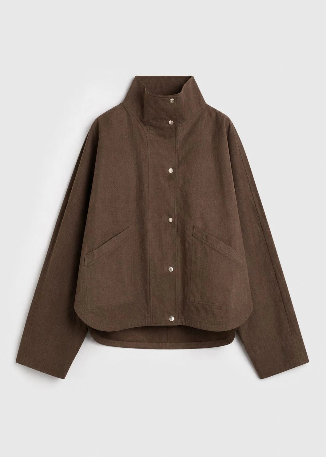 Ironwood Linen Oversized Stand-Collar Jacket