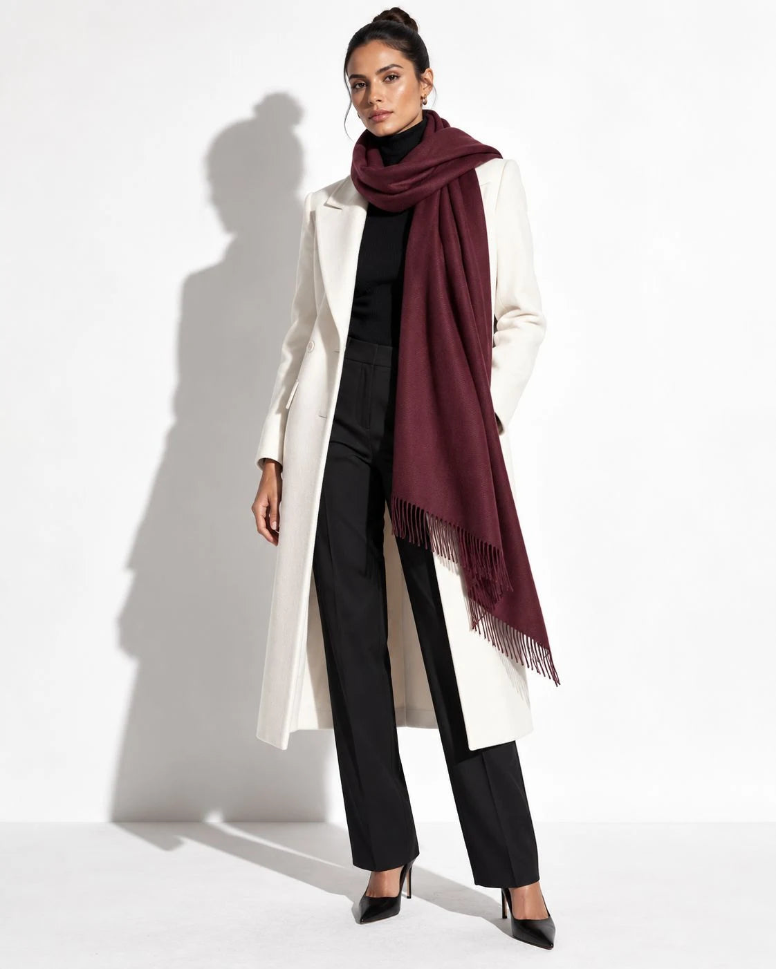Burgundy Pashmina Cashmere Shawl
