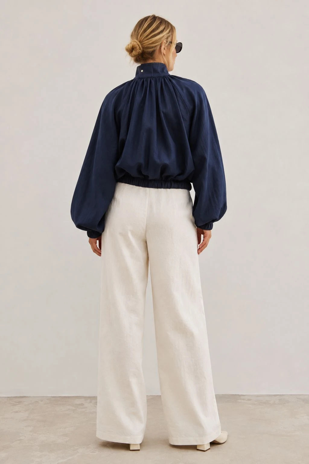 Northfell Linen Gathered Bomber Jacket