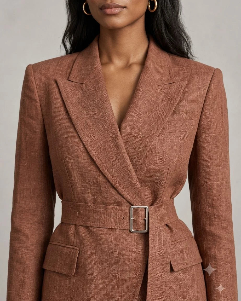 Hollowbrook Linen Belted Wrap Blazer