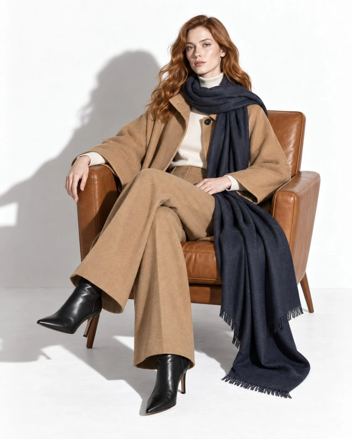 Navy Blue Pashmina Cashmere Shawl