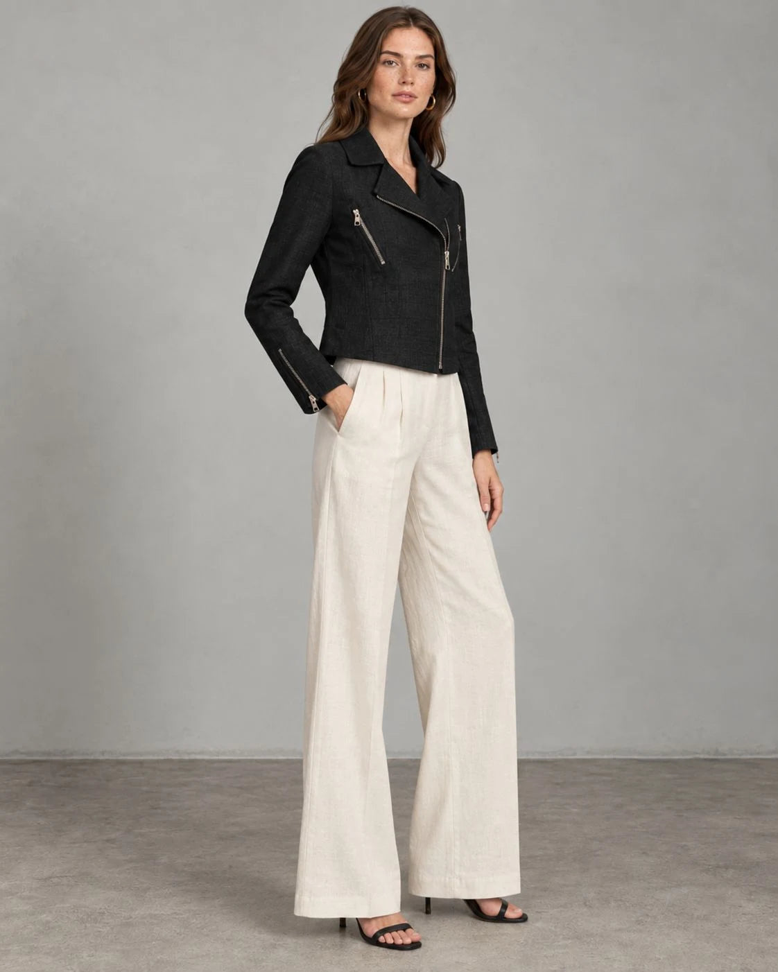 Duskwood Linen Moto-Zip Jacket