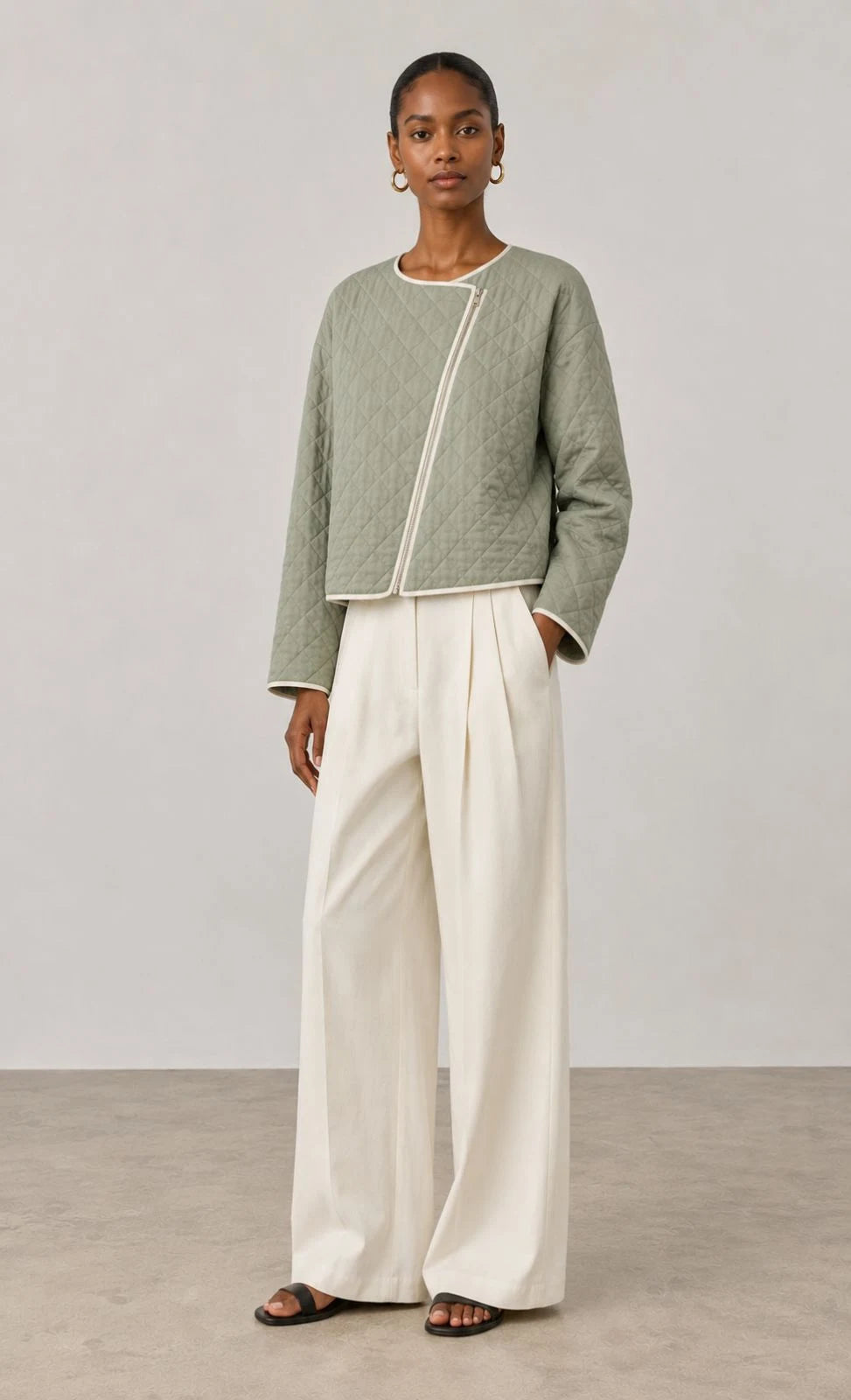Meadow Linen Quilted Cropped Jacket