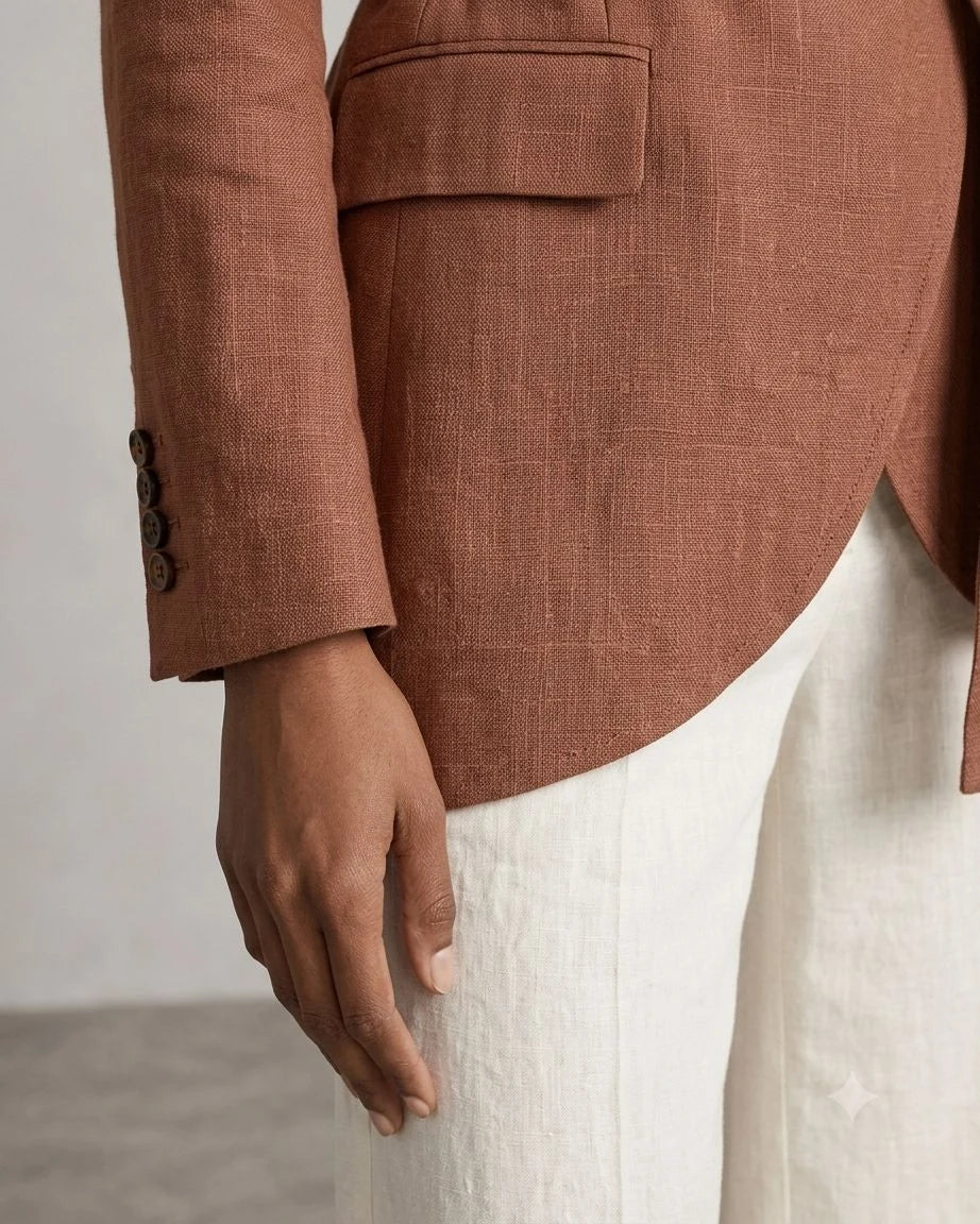 Hollowbrook Linen Belted Wrap Blazer