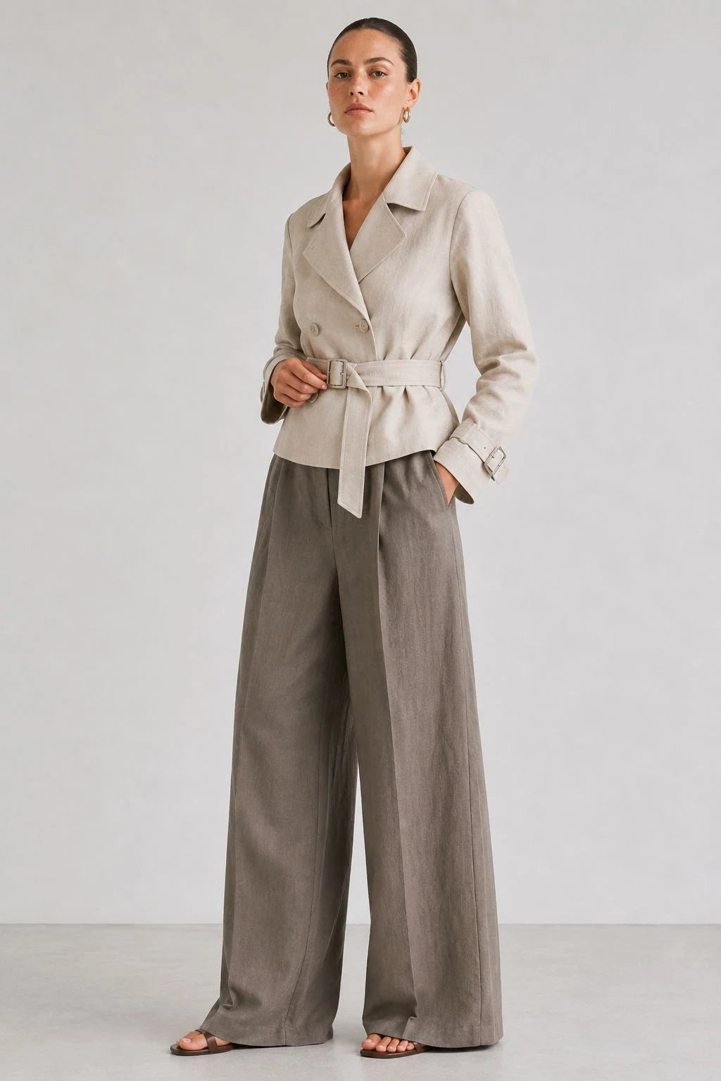 Stonebrook Linen Belted Double-Breasted Jacket